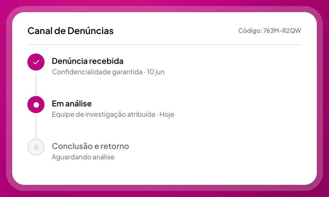 Canal de denúncias na plataforma Sincera